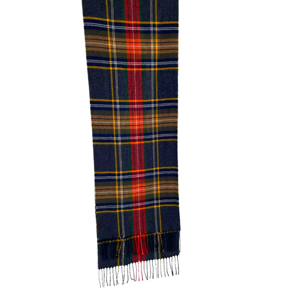 Merino Wool Tartan Plaid Scarf Fringed Ends One Size Multicolor - Picture 1 of 5
